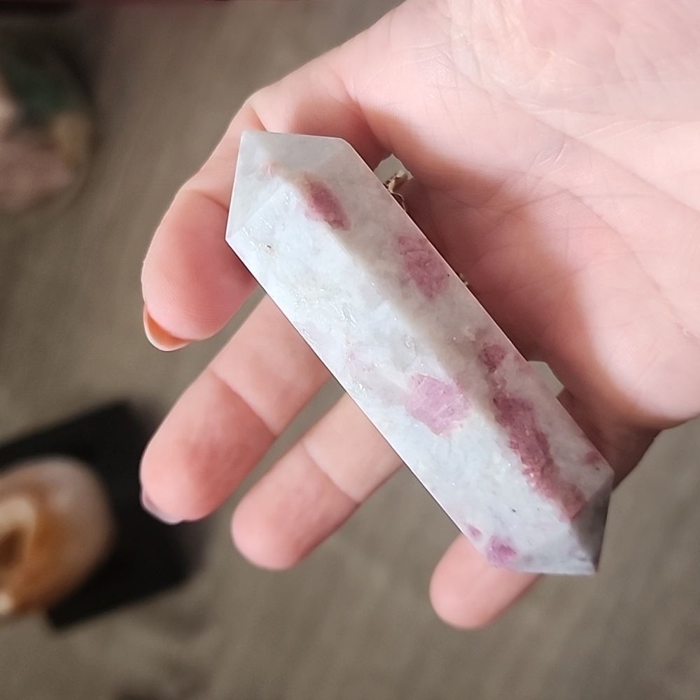 Pink tourmaline double point crystal
